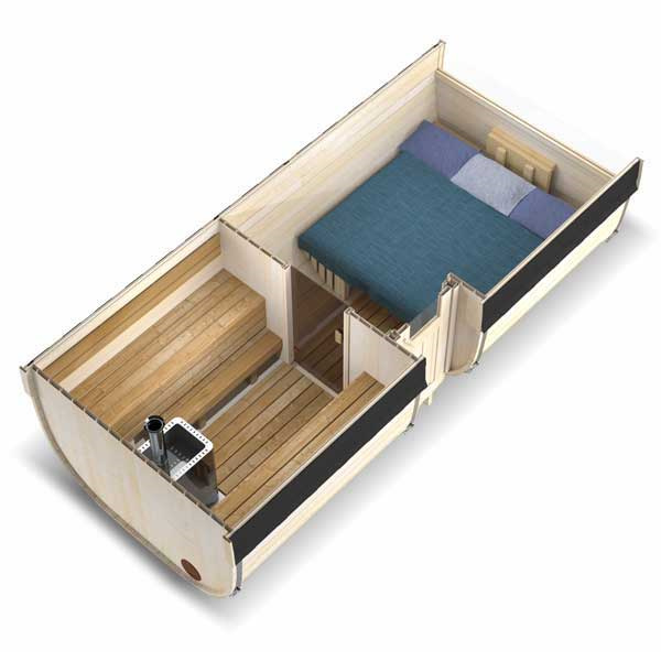 Premium Red Cedar Barrel Sauna with Full Multi-Panel Glass Room CSA-492 Interior detail