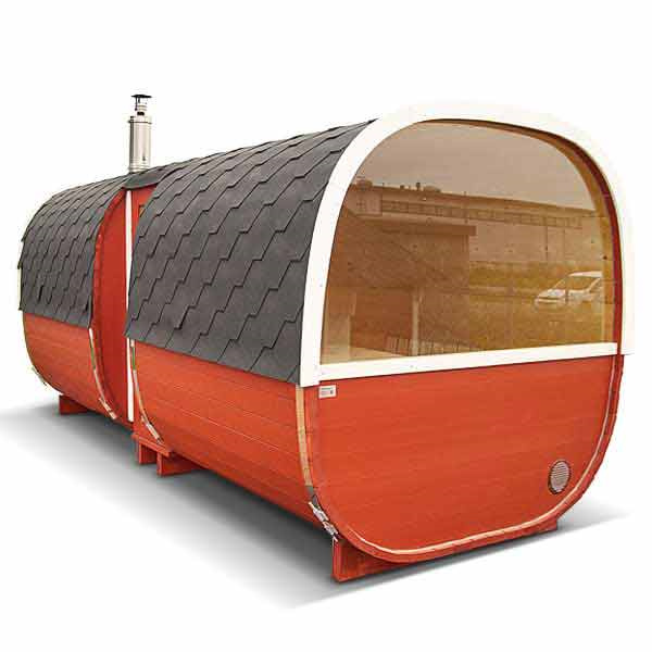 Premium Red Cedar Barrel Sauna with Full Multi-Panel Glass Room CSA-492 Door and glass