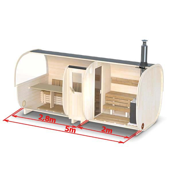 Premium Red Cedar Barrel Sauna with Full Multi-Panel Glass Room CSA-492 Buyer reference