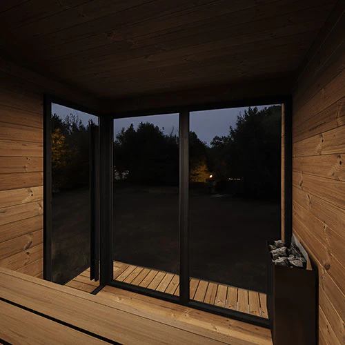 Compact Outdoor Sauna with Corner Glazing and Stone Heater CSA-571 product view 5