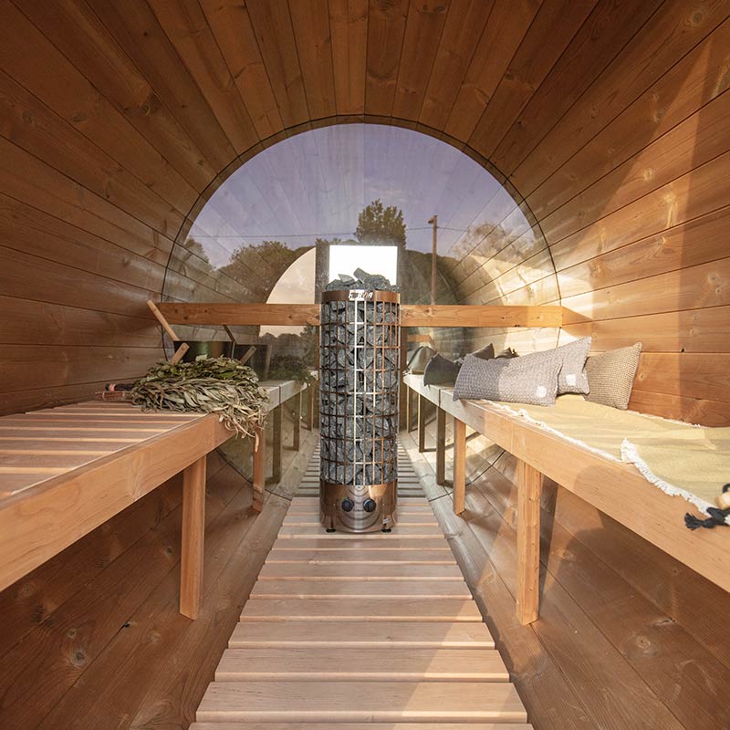 Red Cedar Outdoor Barrel Sauna CSA-153 Door and glass