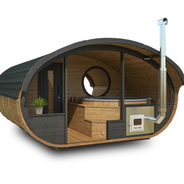 Red Cedar Outdoor Barrel Sauna CSA-112 Exterior angle