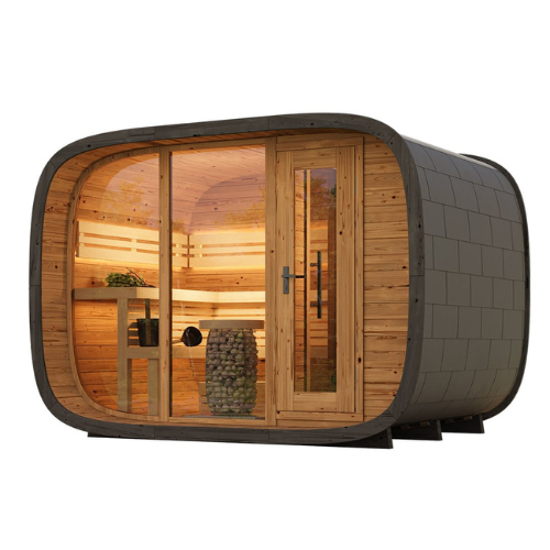 Rounded-Square Outdoor Sauna Cabin with Paired Bench Layout CSA-458 product view 4