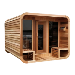 2-4 Person Red Cedar Outdoor Sauna Room with Solid Wood Shell with Solid Wood Shell CSA-348 Exterior angle