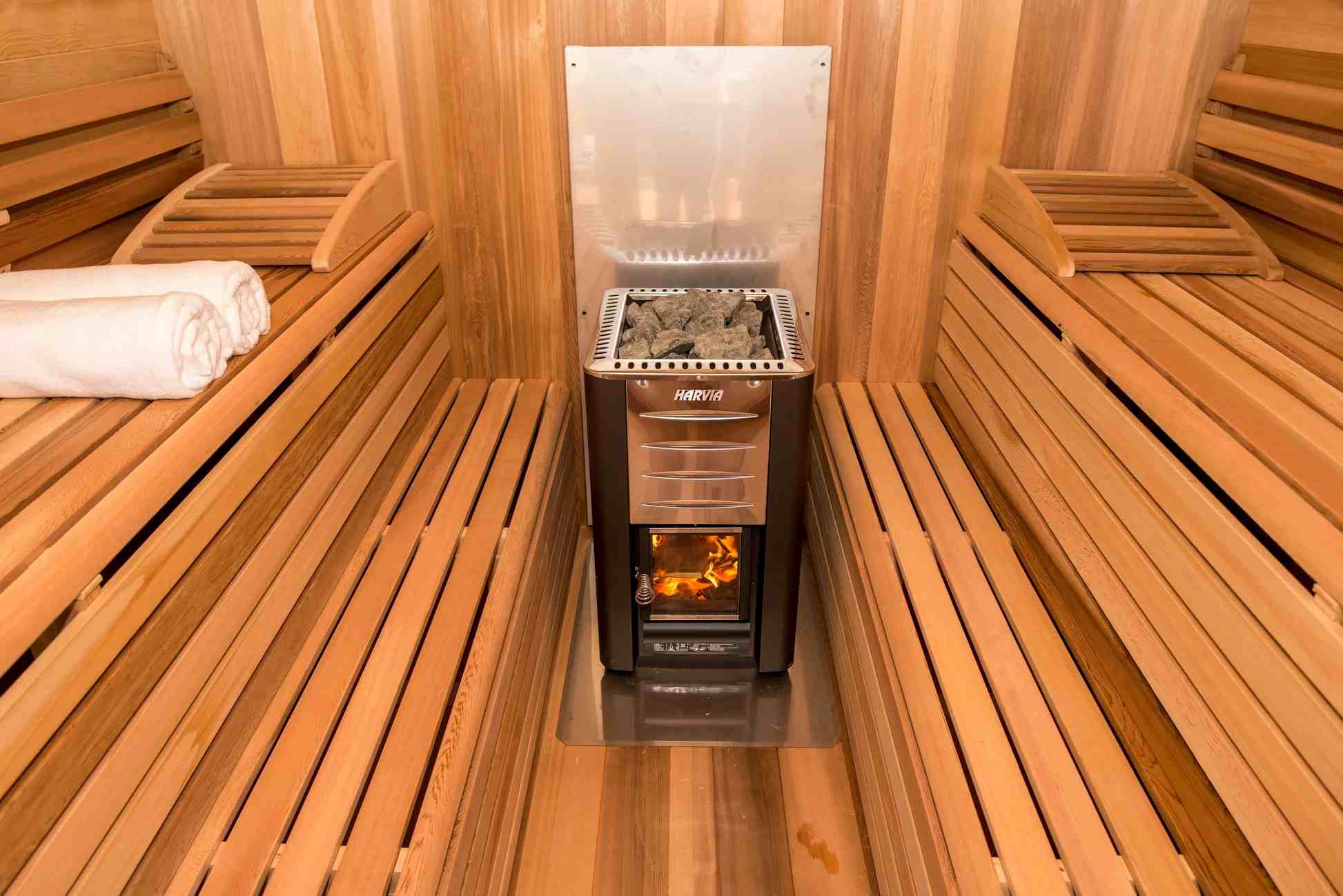 2-4 Person Red Cedar Outdoor Sauna Room with Solid Wood Shell with Solid Wood Shell CSA-348 Interior detail