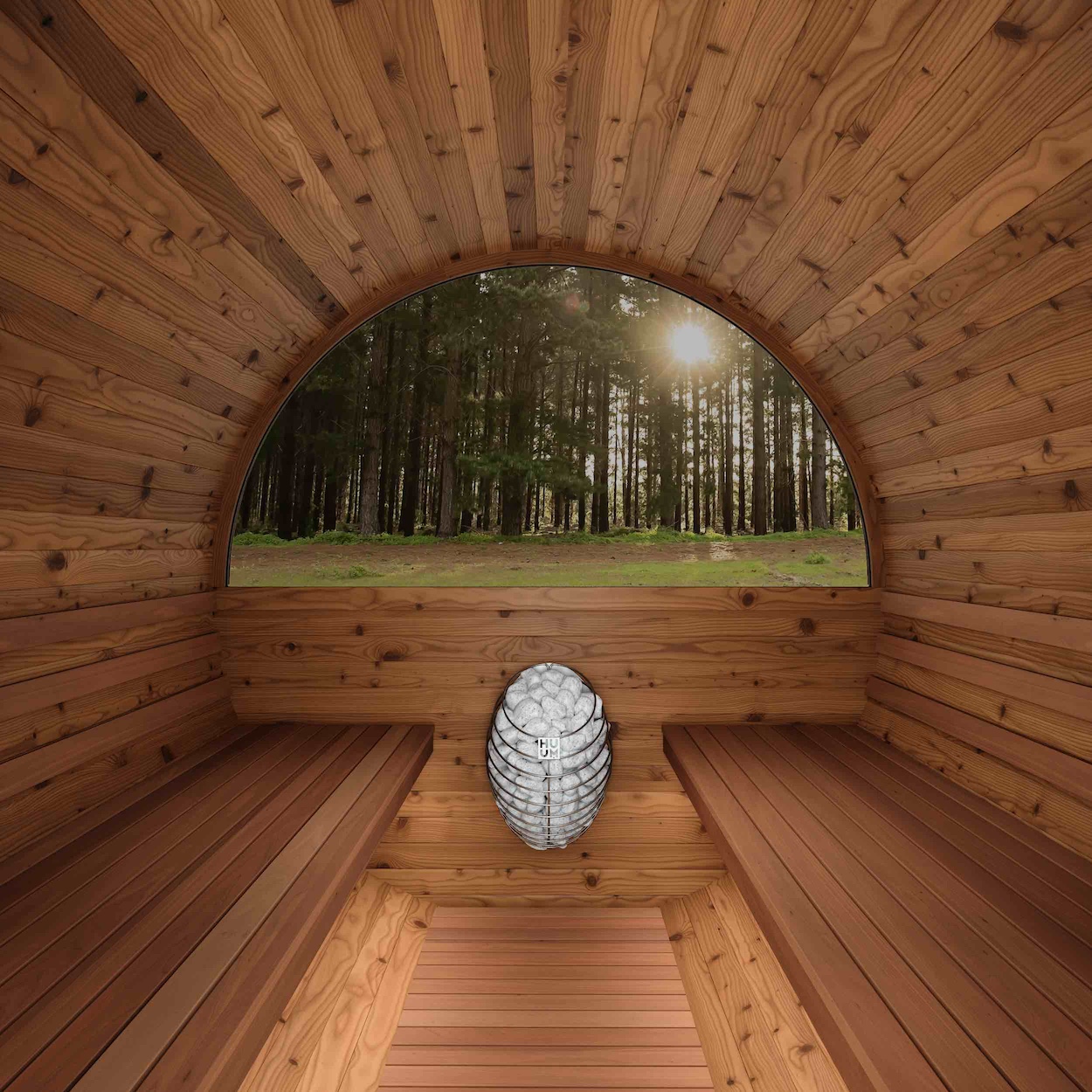 Red Cedar Outdoor Barrel Sauna Room CSA-159 Exterior angle