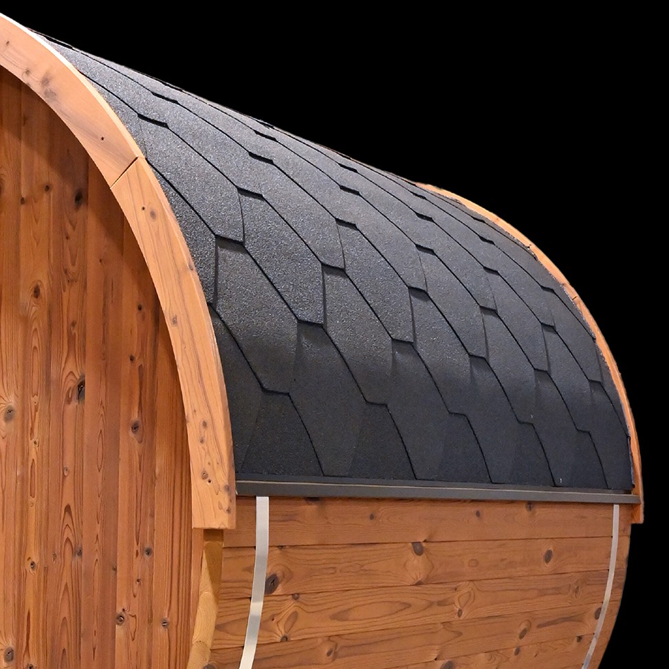 Red Cedar Outdoor Barrel Sauna Room CSA-159 Side profile