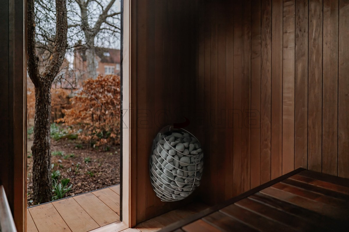 Rustic Smart Woodland Sauna Cabin Traditional Steam Room Eco-Friendly Outdoor Retreat Interior detail