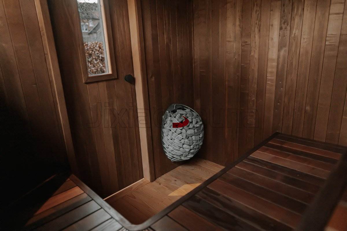 Rustic Smart Woodland Sauna Cabin Traditional Steam Room Eco-Friendly Outdoor Retreat Door and glass