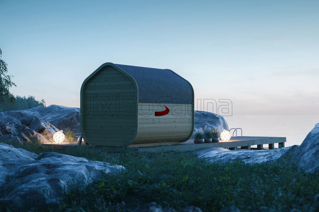 Scandinavian Barrel Sauna with Clear Glass Door %7C Serene Outdoor Retreat Buyer reference