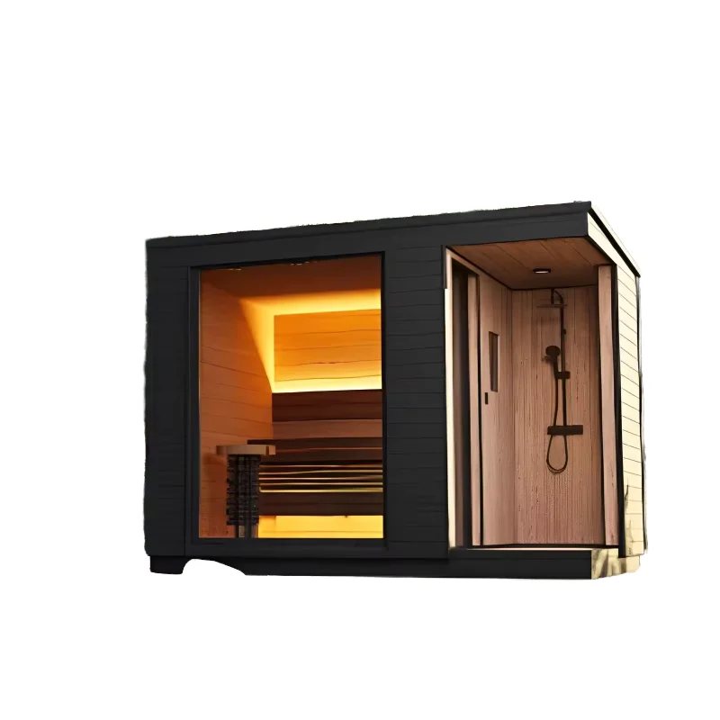 Side-Glass Sauna Cabin with Shower Space CSA-18 product view 4