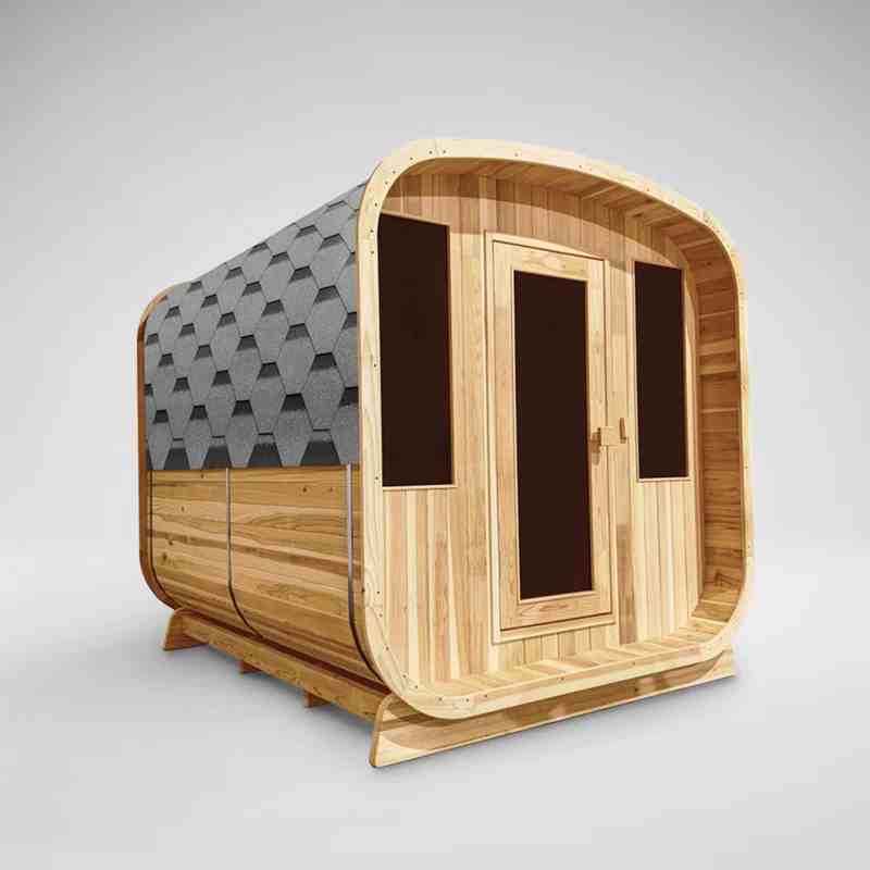 WiFi Outdoor Sauna Room with Home Temperature Control Exterior angle