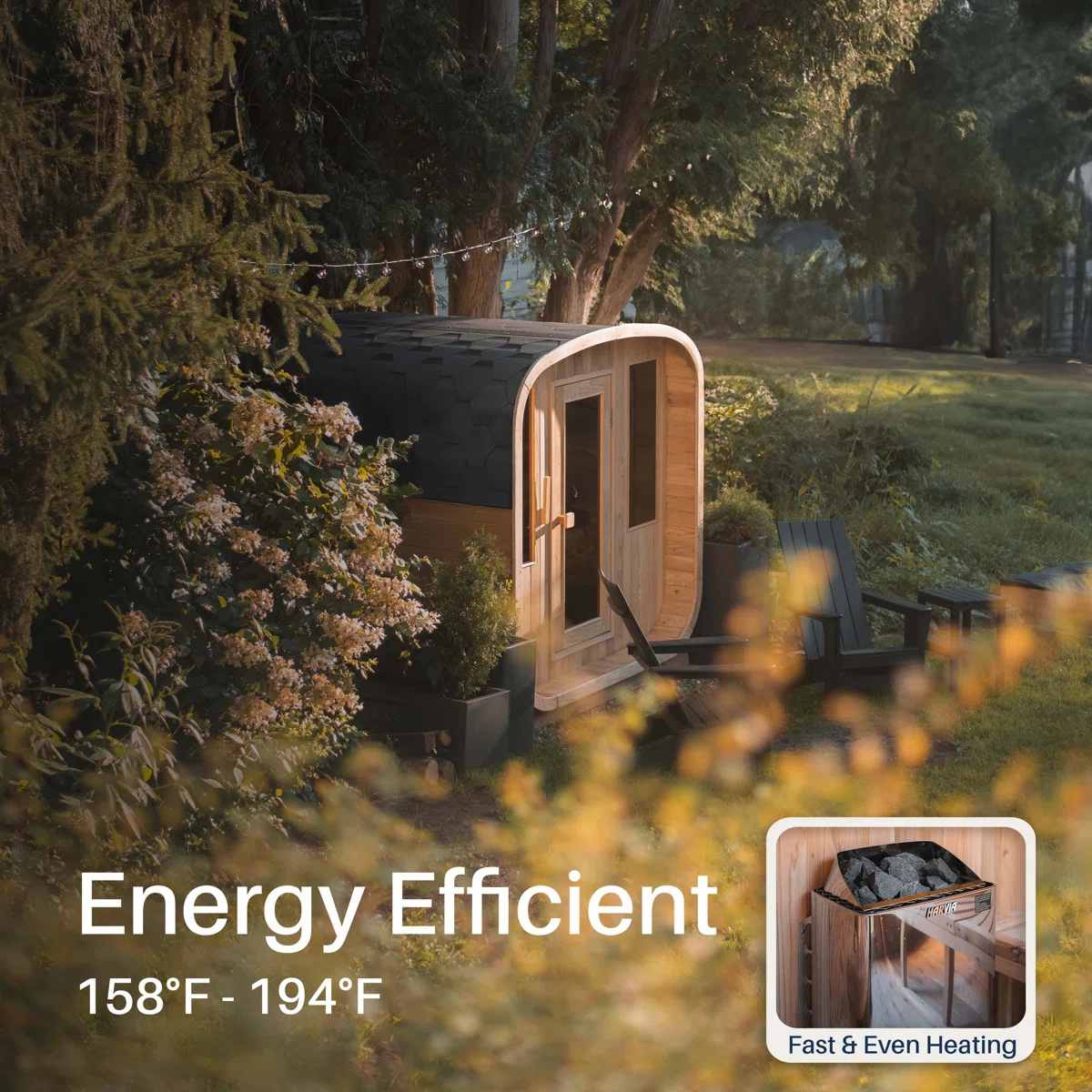 WiFi Outdoor Sauna Room with Home Temperature Control Door and glass