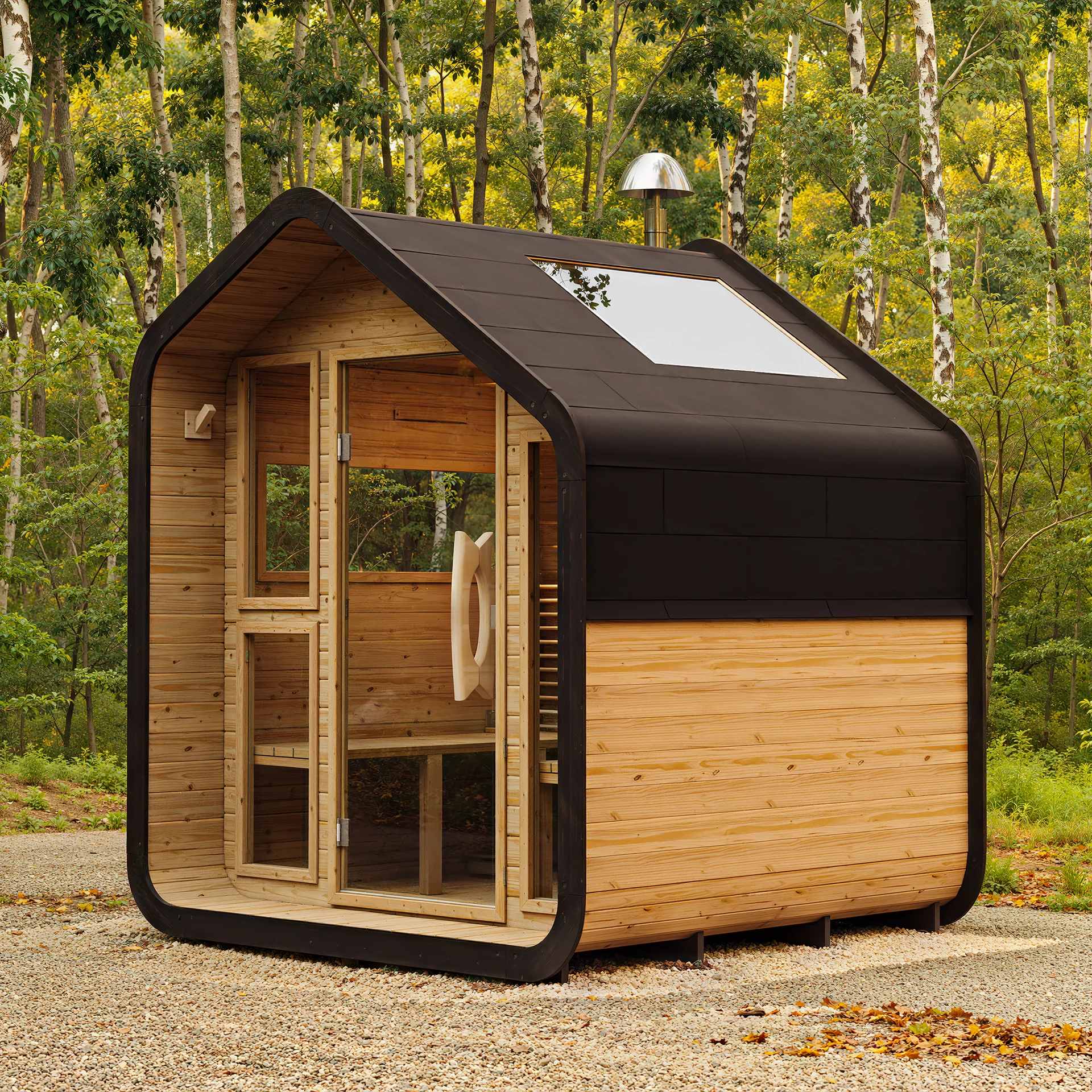 Outdoor Smart Sauna Room with Digital WiFi Control Panel Door and glass