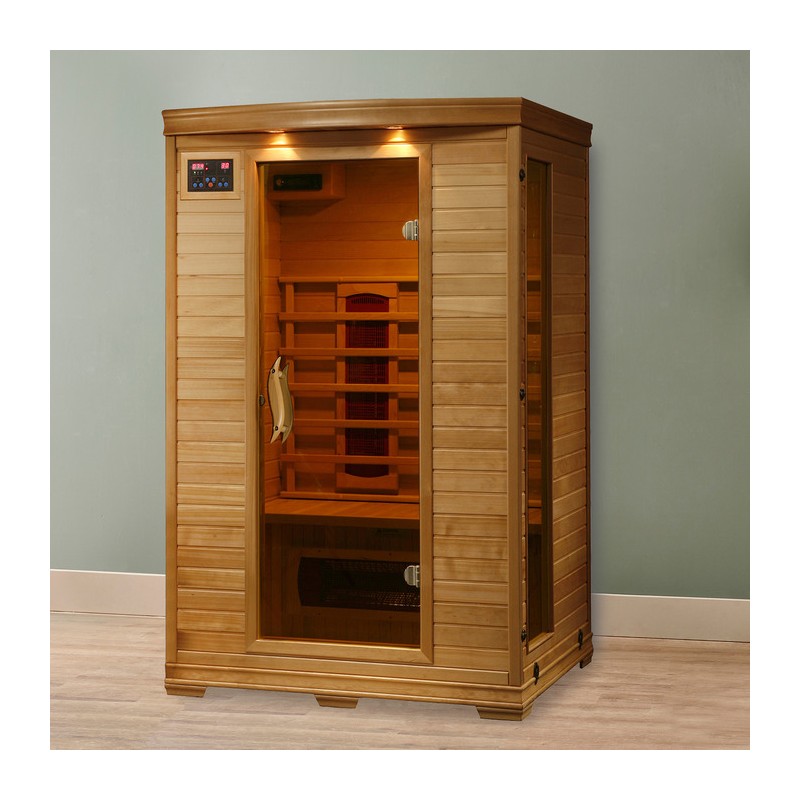 Solar Ready FIR Sauna 2-Seater Carbon Tech 60 C Max Off-Grid Design 2.5cm Cedar Wood Interior detail