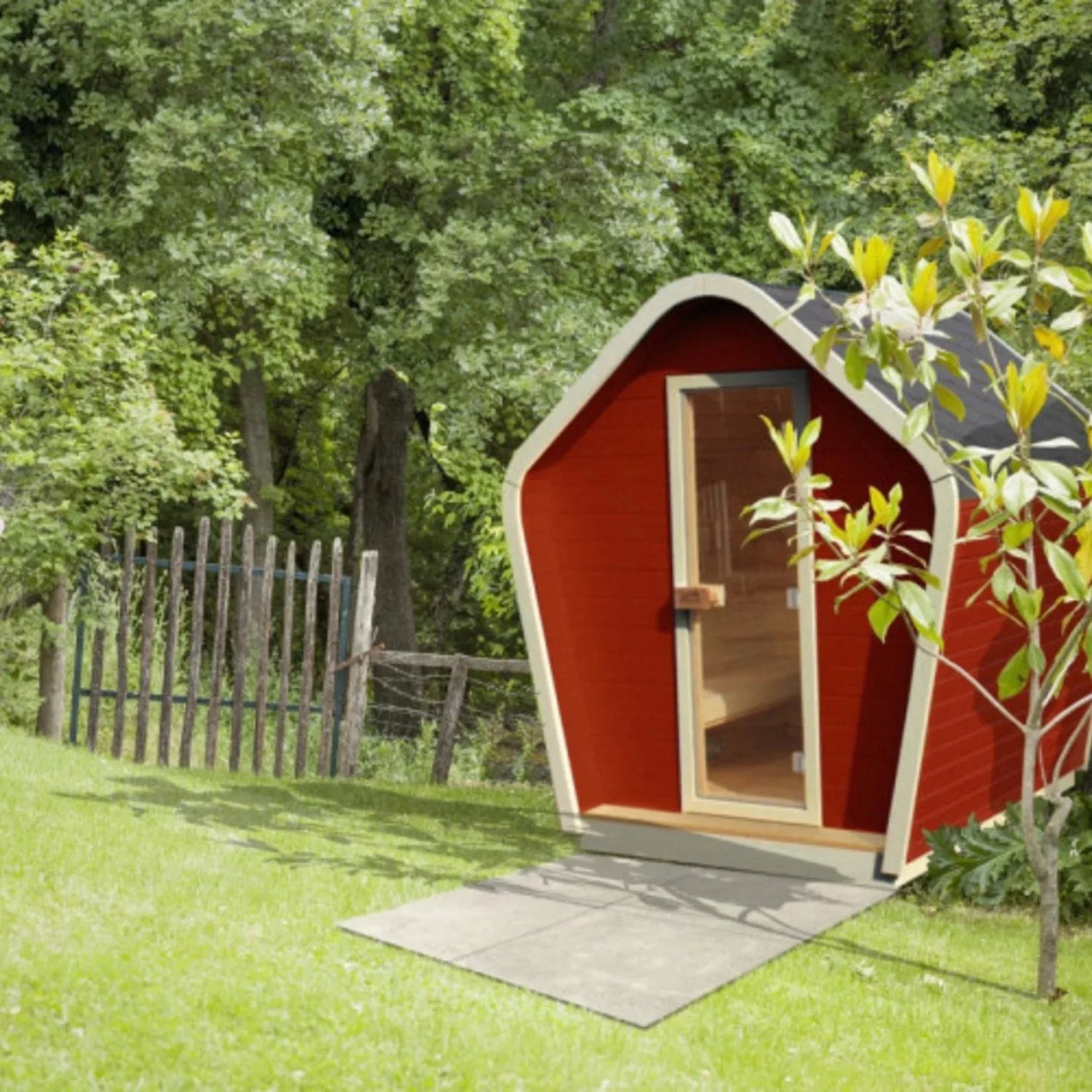 Solid Spruce Outdoor Cabin Sauna CSA-14 Side view
