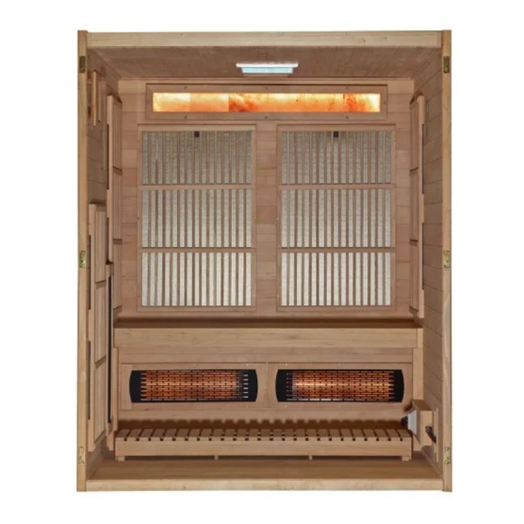 2 Person Indoor Infrared Sauna with Sliding Glass Door Door and glass
