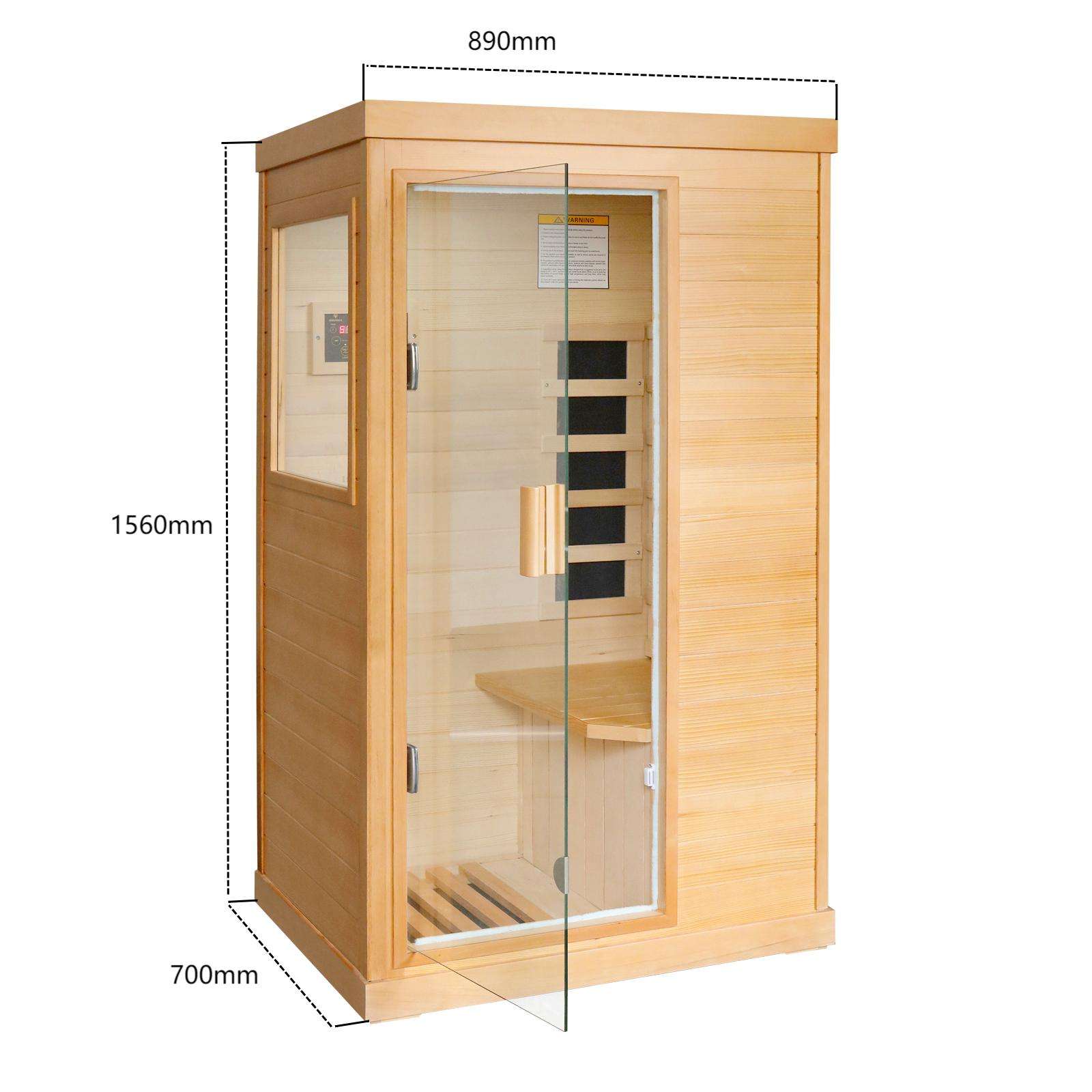 Solid Wood Infrared Sauna 1 Person Dry Sauna Room SPA Indoor Sauna Room With Far Infrared Carbon Heater for SPA Capsule Door and glass