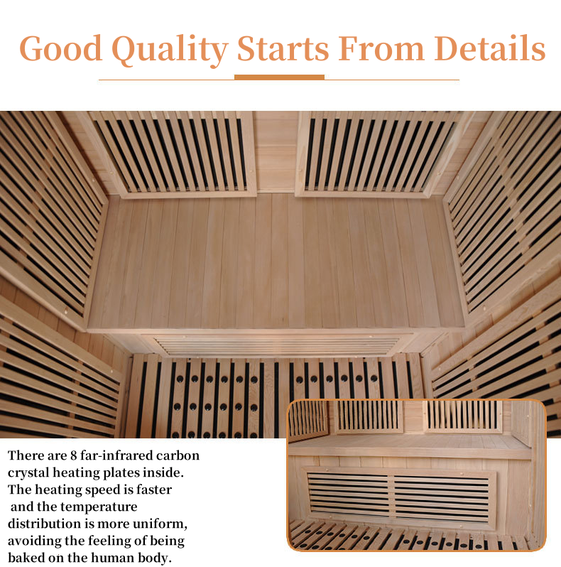 Solid Wood Infrared Sauna 1 Person Dry Sauna Room SPA Indoor Sauna Room With Far Infrared Carbon Heater for SPA Capsule Side profile