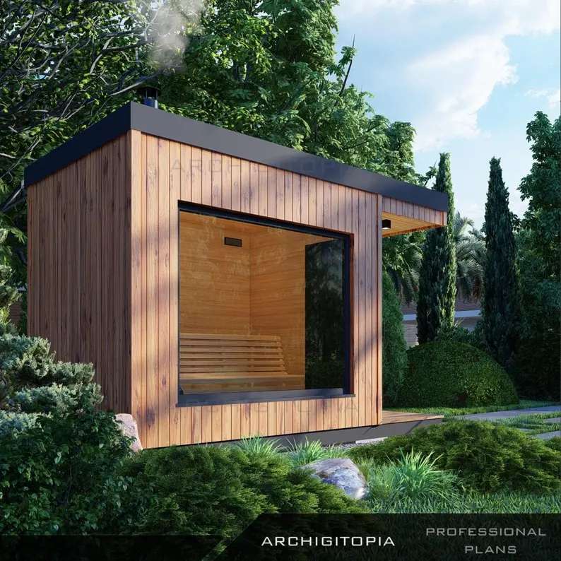 Red Cedar Outdoor Sauna CSA-357 Exterior angle