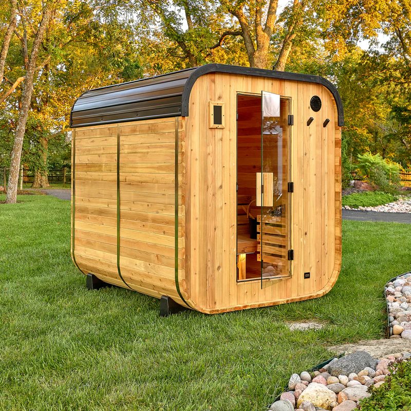 Solid Wood Outdoor Steam Sauna Room Hemlock for Home Backyard Free Sample Available Door and glass