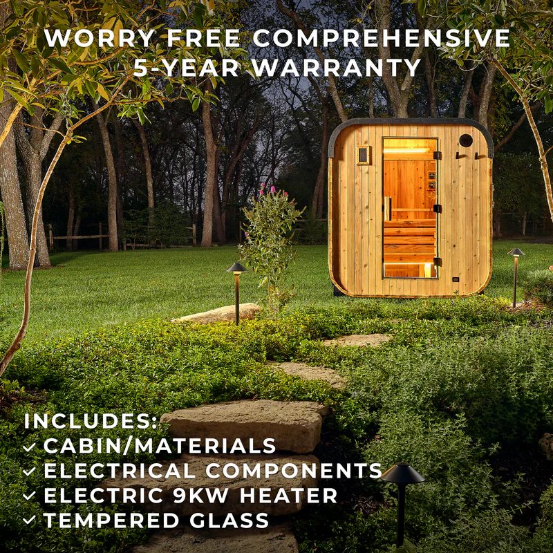 Solid Wood Outdoor Steam Sauna Room Hemlock for Home Backyard Free Sample Available Side profile