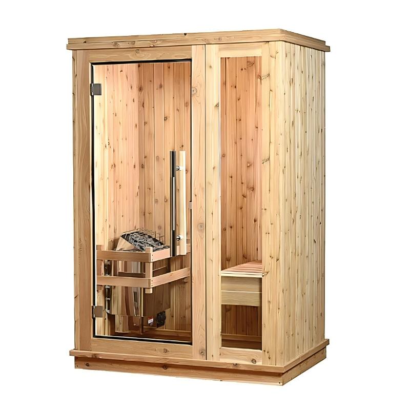 1 Person Indoor Finnish Steam Sauna with Compact Bench Exterior angle
