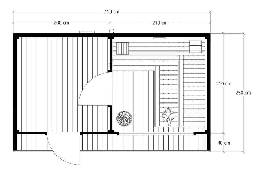 Spacious Indoor Sauna Room with Side Entrance Luxury Wooden Wellness Spa with Glass Window Door and glass