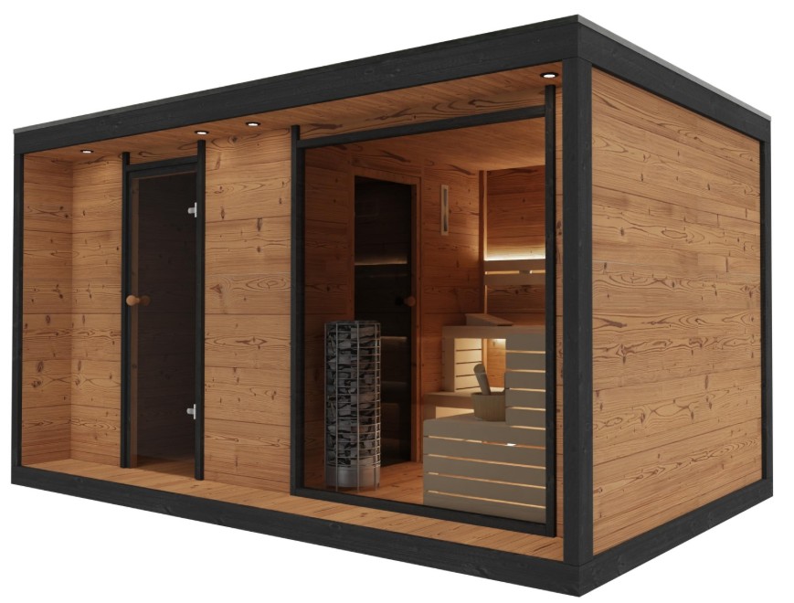 Spacious Indoor Sauna Room with Side Entrance Luxury Wooden Wellness Spa with Glass Window Buyer reference