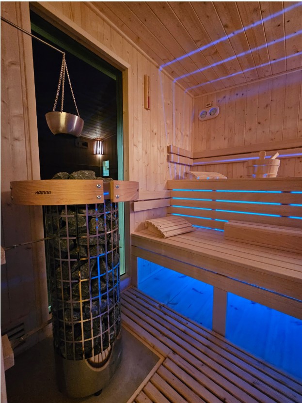 Spacious Outdoor Sauna Cabin with Covered Porch %7C Large Glass Window Wooden Spa Buyer reference