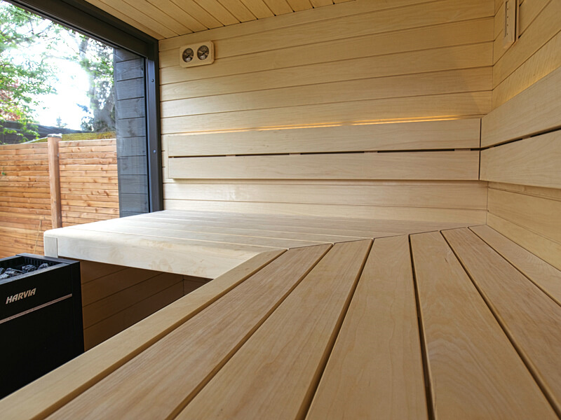 Square Outdoor Wood-Burning Mobile Sauna Container House Side profile