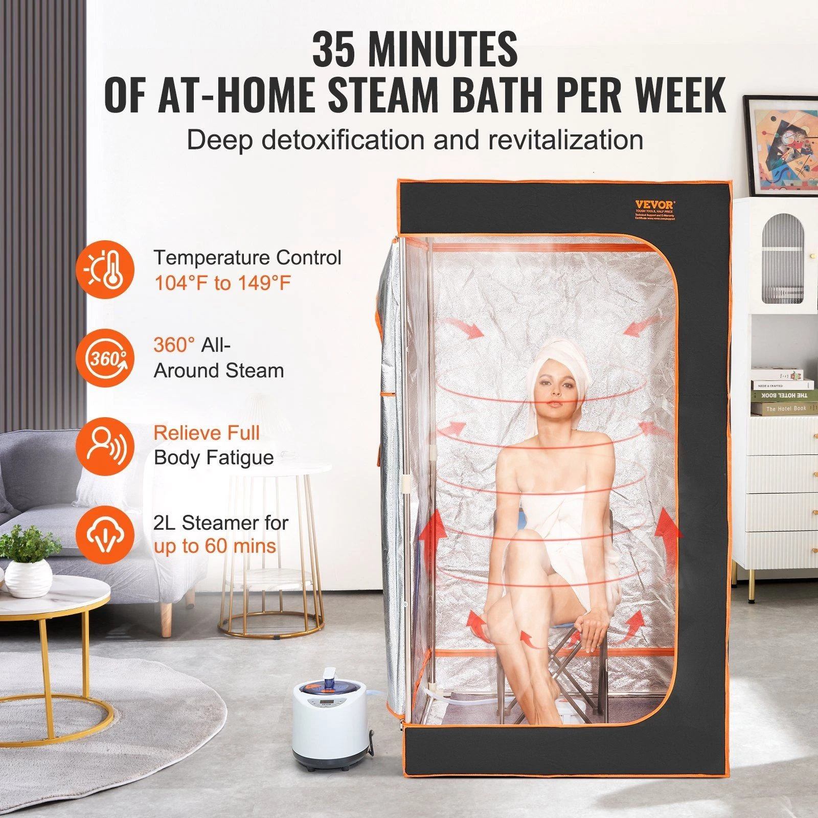 TionPortable Steam Sauna Tent - Digital Control Foldable Sauna for Apartment, Fast Heating &amp; Eco-Friendly Fabric Door and glass