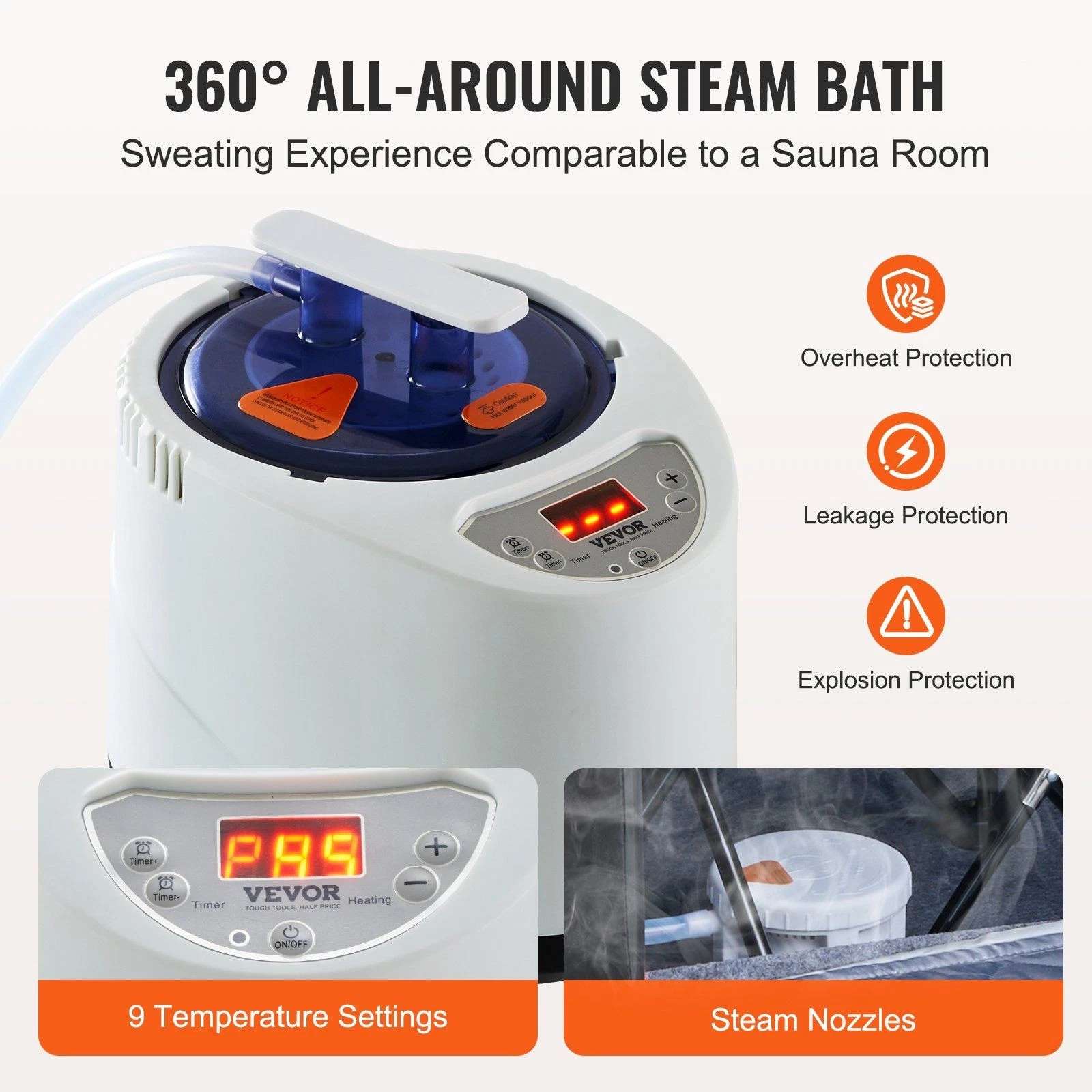 TionPortable Steam Sauna Tent - Digital Control Foldable Sauna for Apartment, Fast Heating &amp; Eco-Friendly Fabric Side profile