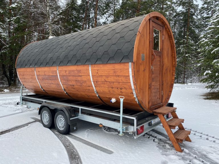 Towable Outdoor Sauna Cabin with Trailer Solid Wood Steam Sauna Room Interior detail