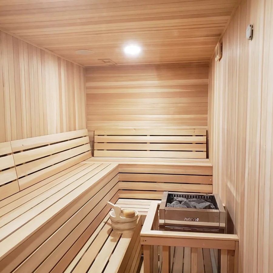 Traditional Indoor Sauna Cabin with Glass Door Door and glass