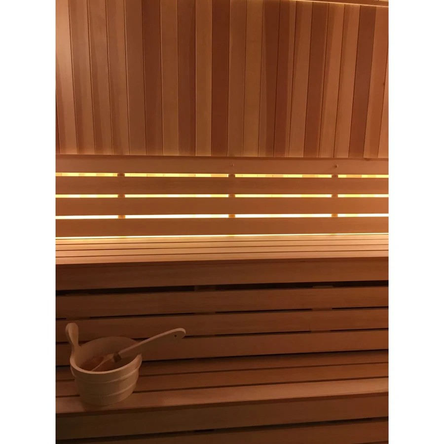 Traditional Indoor Sauna Cabin with Glass Door Side profile