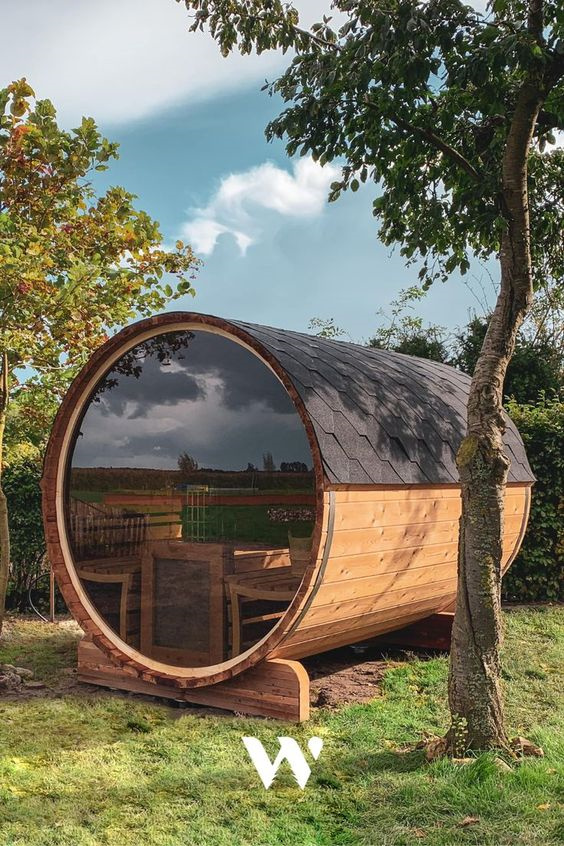 Red Cedar Outdoor Finnish Style Wood Heater Barrel Sauna product image