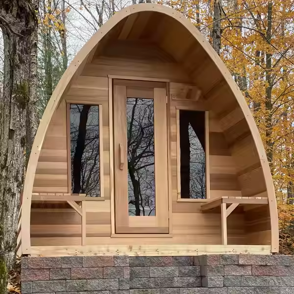 Tall-Arch Outdoor Sauna Pod with Twin Porch Seats CSA-340 product view 3