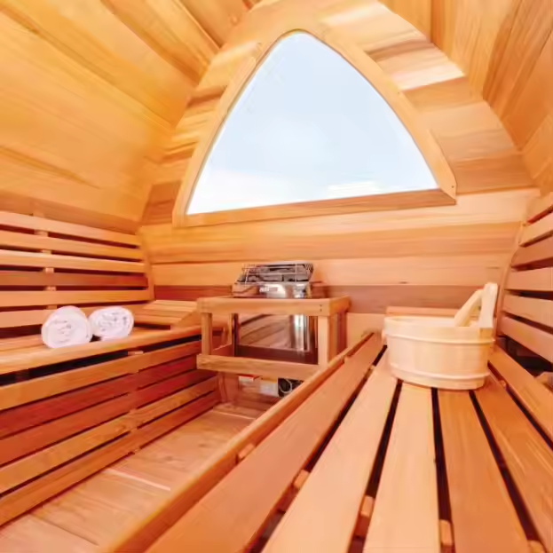 Tall-Arch Outdoor Sauna Pod with Twin Porch Seats CSA-340 product view 6