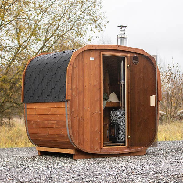 Waterproof Outdoor Sauna Room with UV Protection Exterior angle