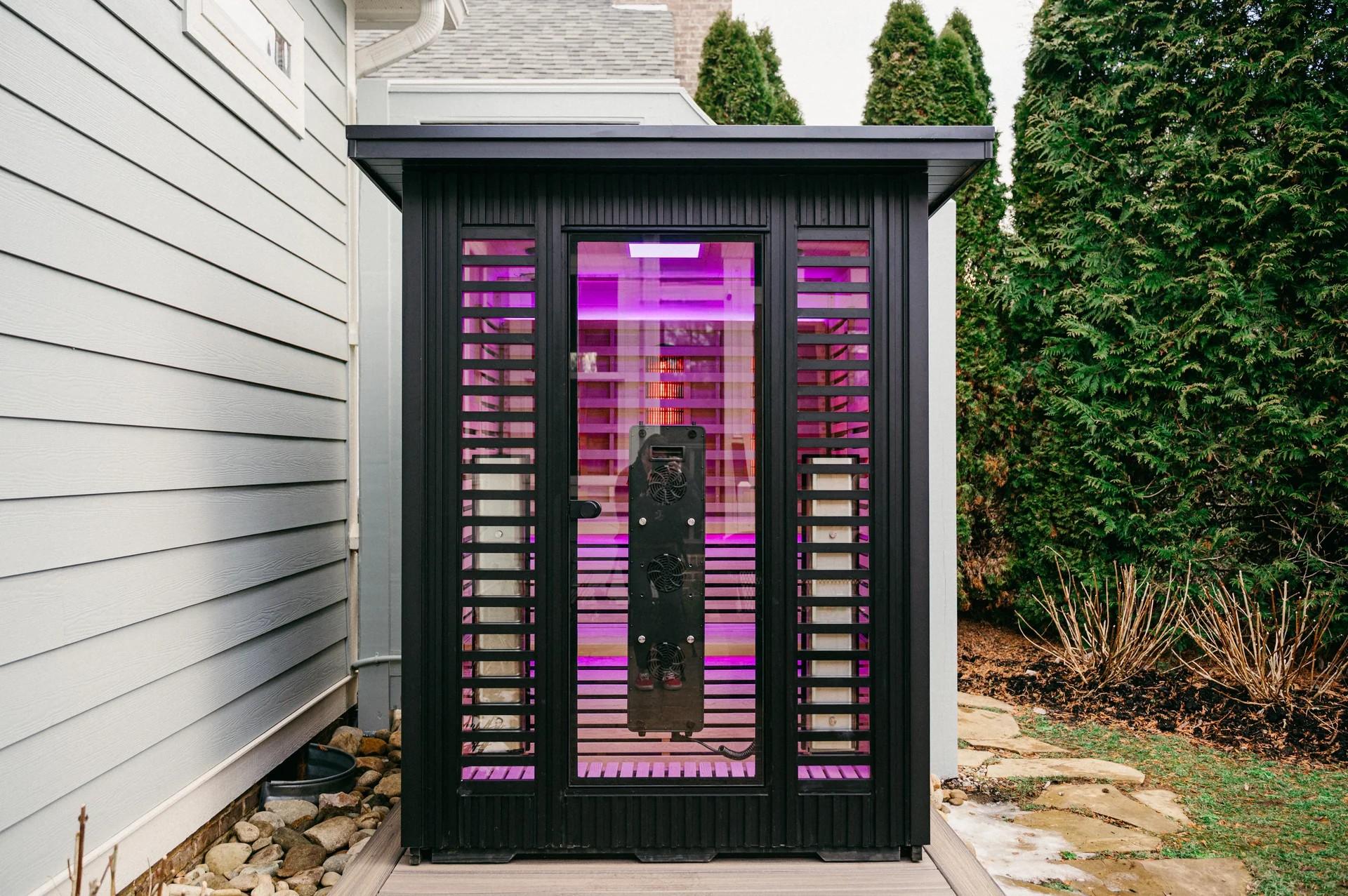 Outdoor Infrared Sauna Cabin for 1-2 Person Backyard Use Door and glass
