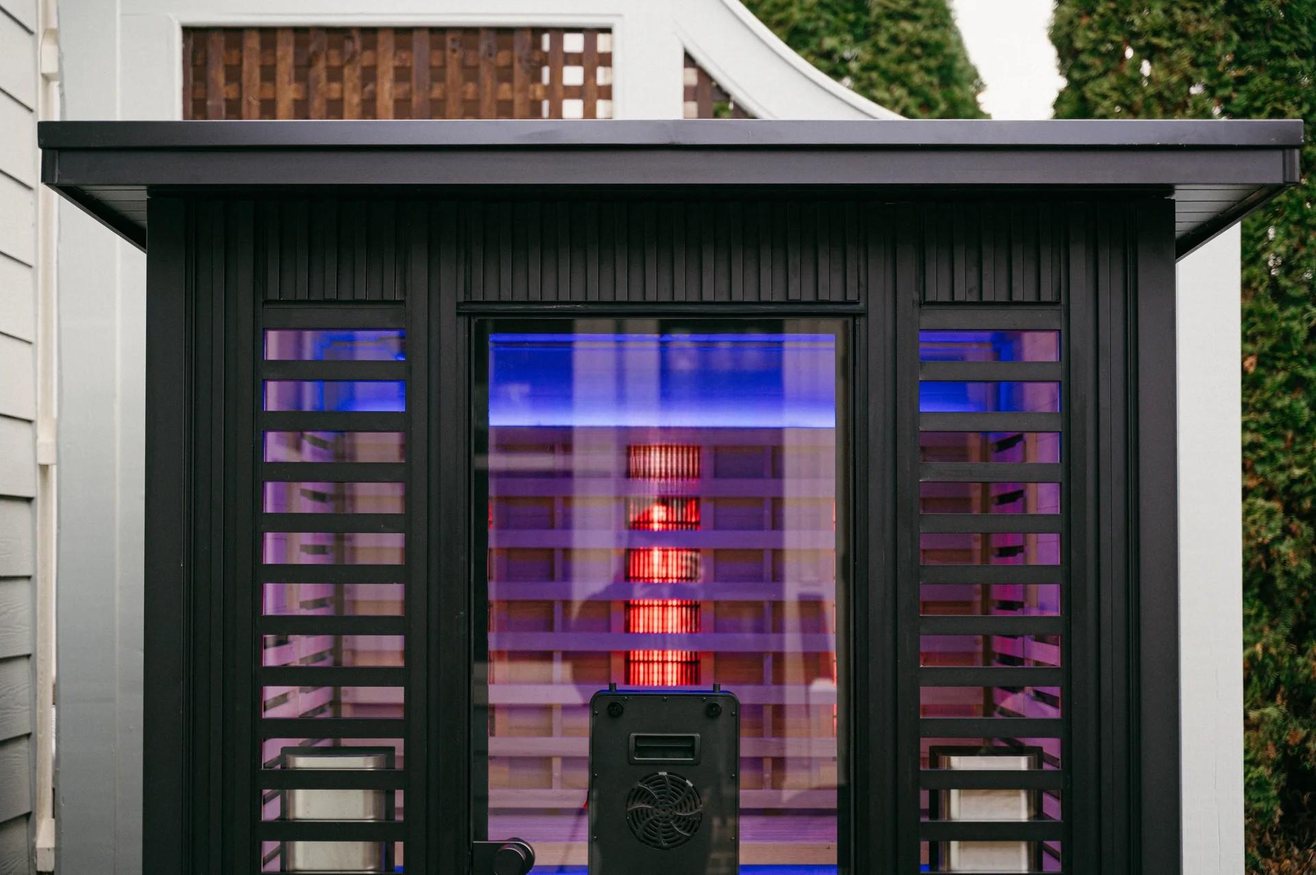 Outdoor Infrared Sauna Cabin for 1-2 Person Backyard Use Side profile