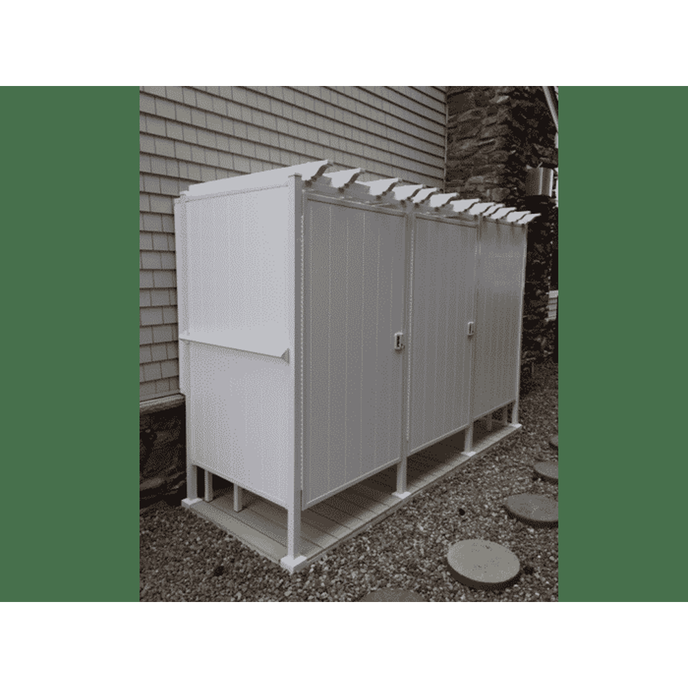 White CSauna Outdoor Shower Cabana with Pergola Roof Model CS-OSCR-D0619-16 for Pool Deck Garden Exterior angle