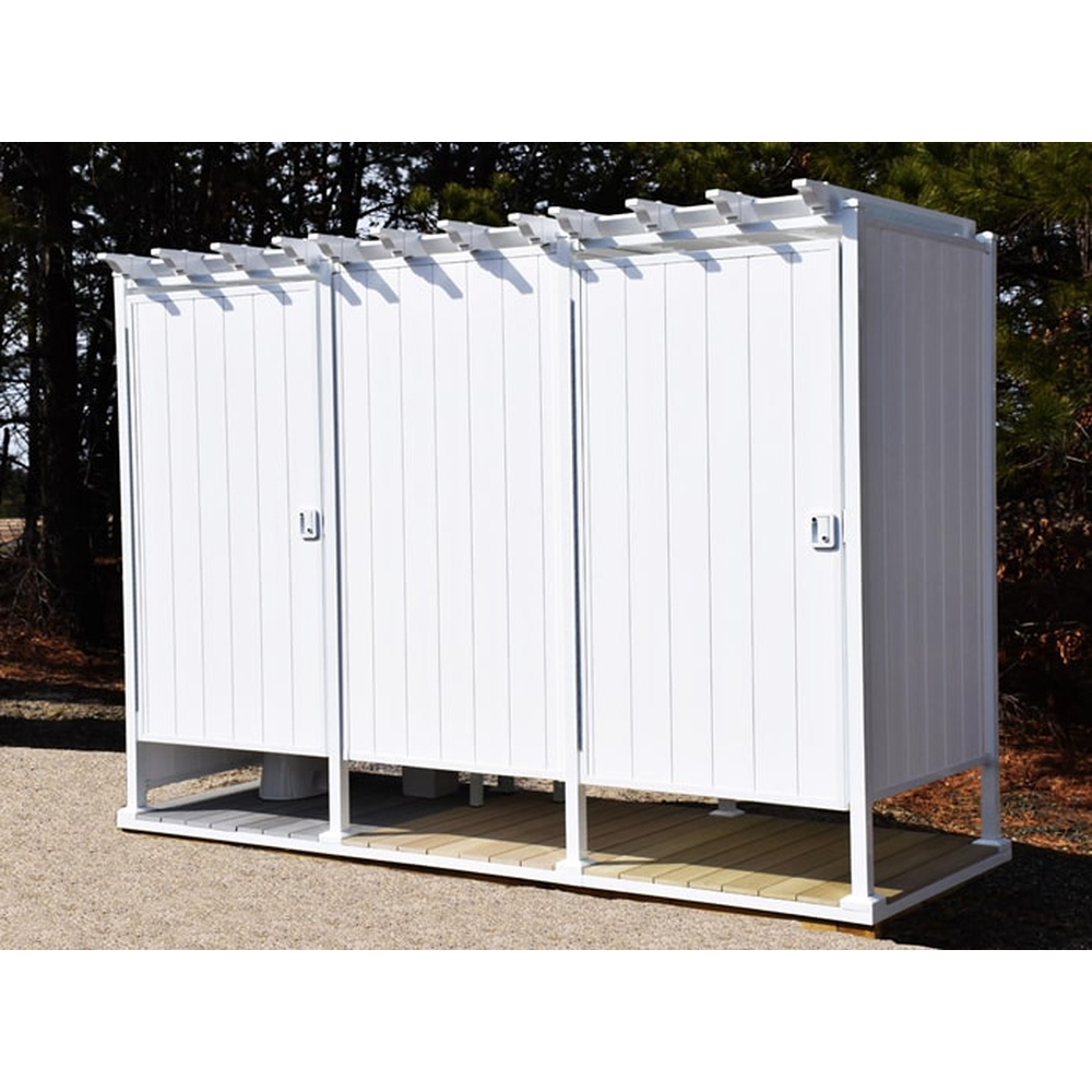 White CSauna Outdoor Shower Cabana with Pergola Roof Model CS-OSCR-D0619-16 for Pool Deck Garden Interior detail