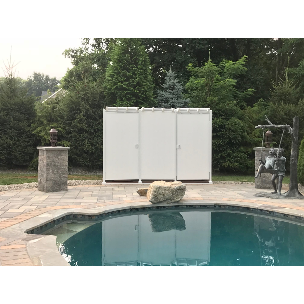 White CSauna Outdoor Shower Cabana with Pergola Roof Model CS-OSCR-D0619-16 for Pool Deck Garden Buyer reference