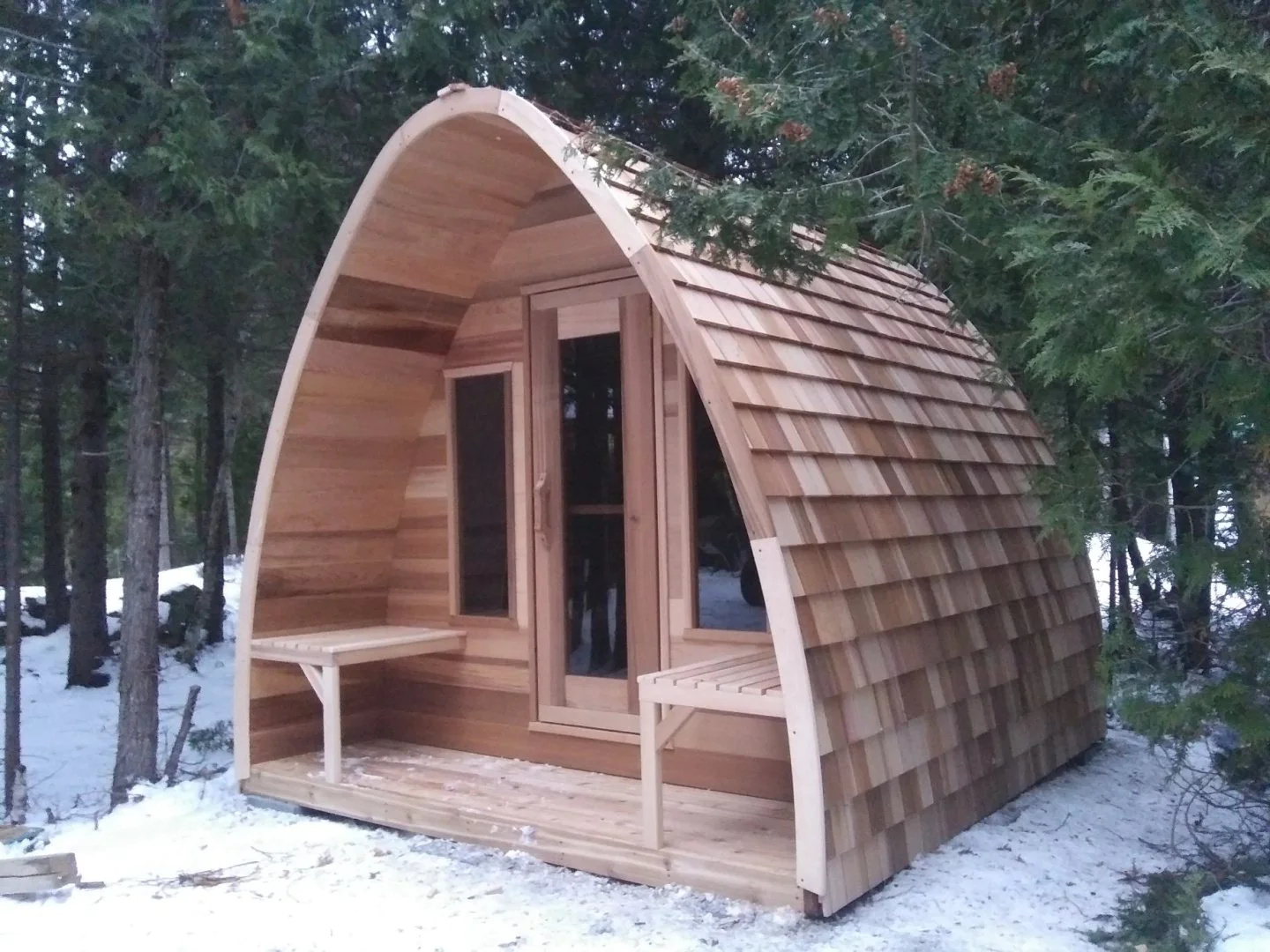 4 Person Modern Design Portable Outdoor Square Sauna Room Made of Hemlock Solid Wood Door and glass