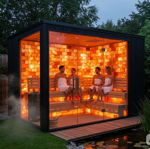 Red Cedar Outdoor Barrel Sauna Room CSA-555 Side profile
