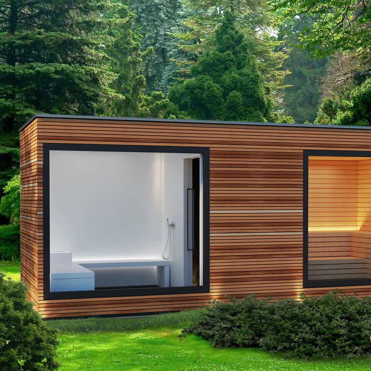 Russian Outdoor Sauna Rooms Sizes Customized Side profile