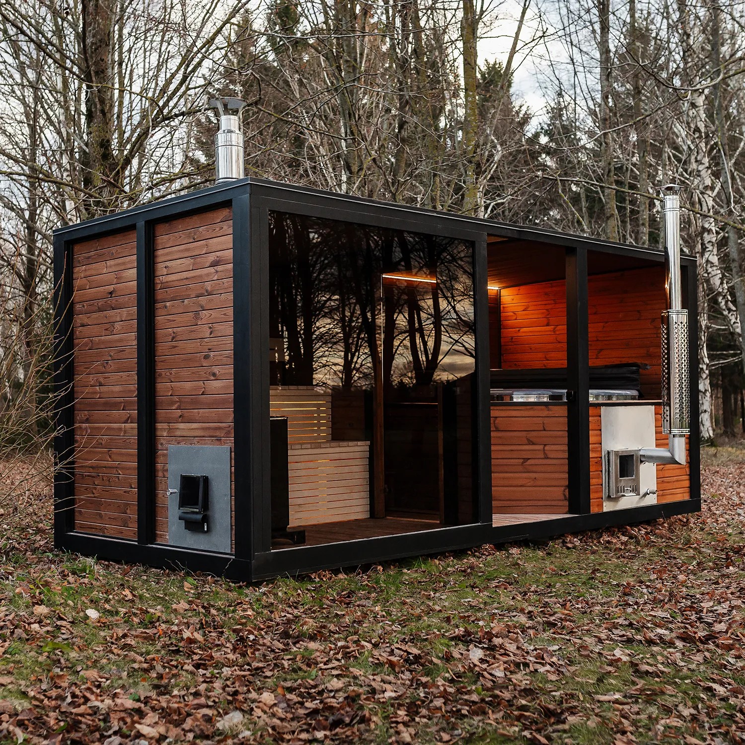 Yard Outdoor Sauna Room Solid Wood Garden Sauna Lodge Exterior angle