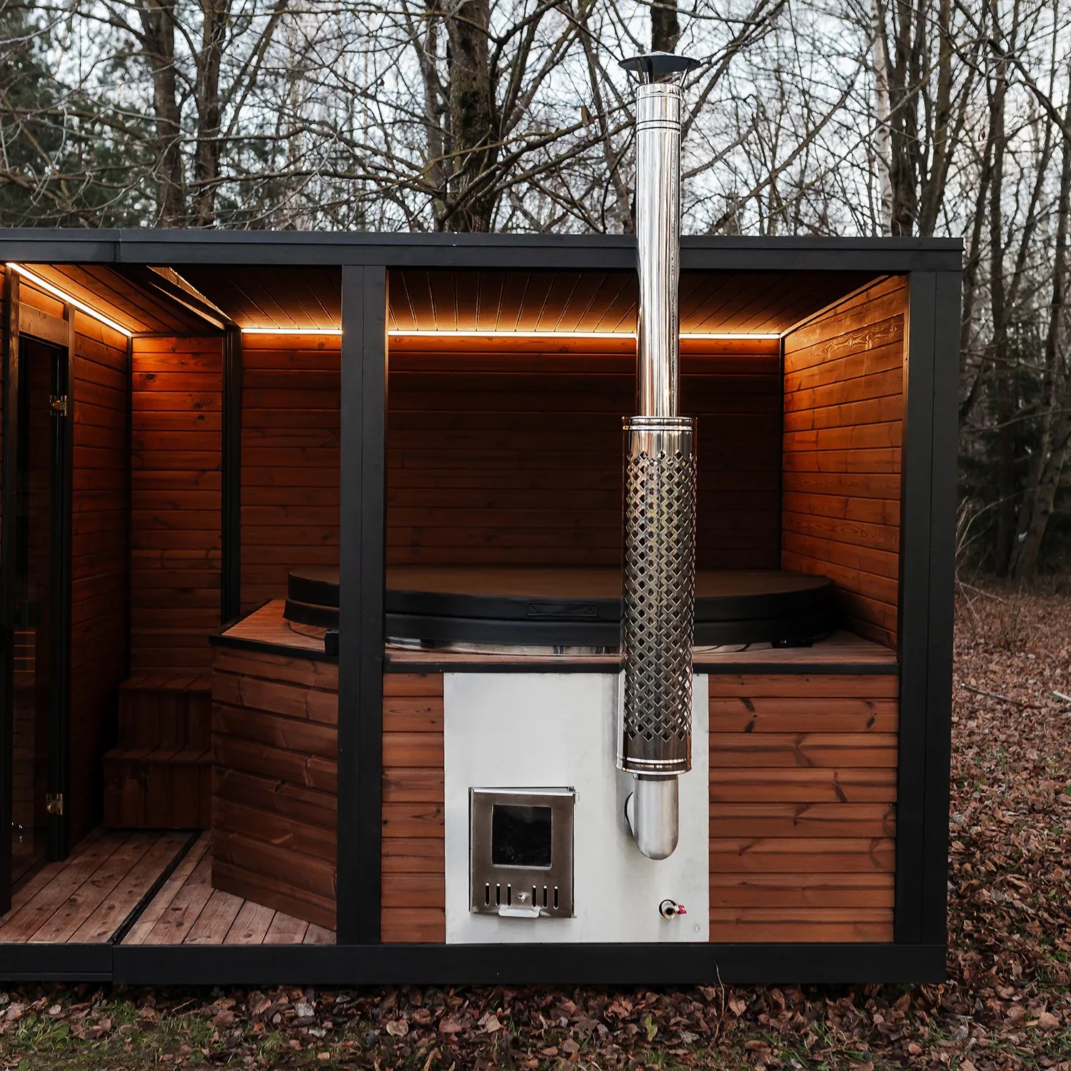 Yard Outdoor Sauna Room Solid Wood Garden Sauna Lodge Side profile